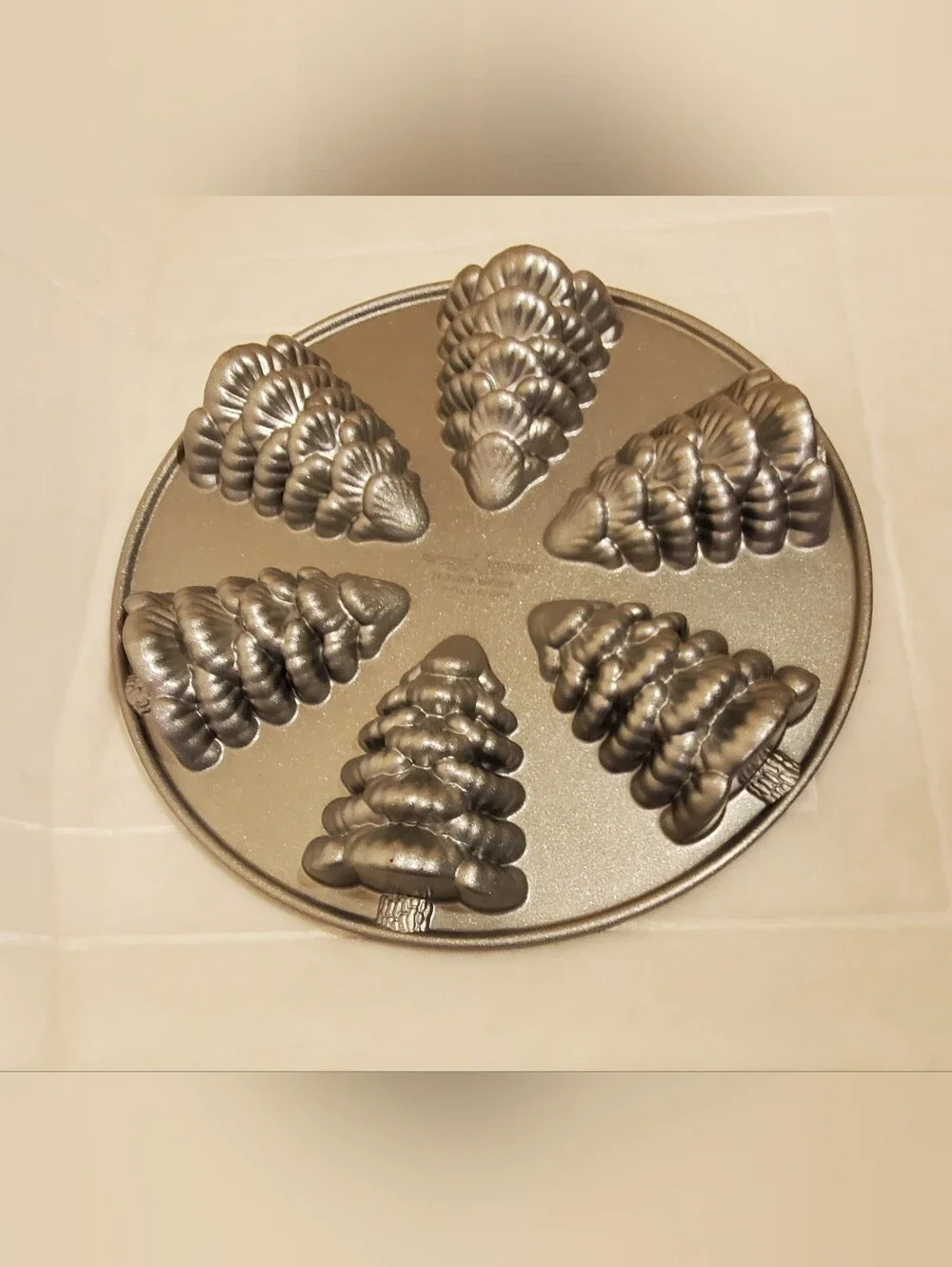 Nordic Ware Silver-Tone Evergreen Tree Cakelet Pan 2.5 Cups Made In The USA